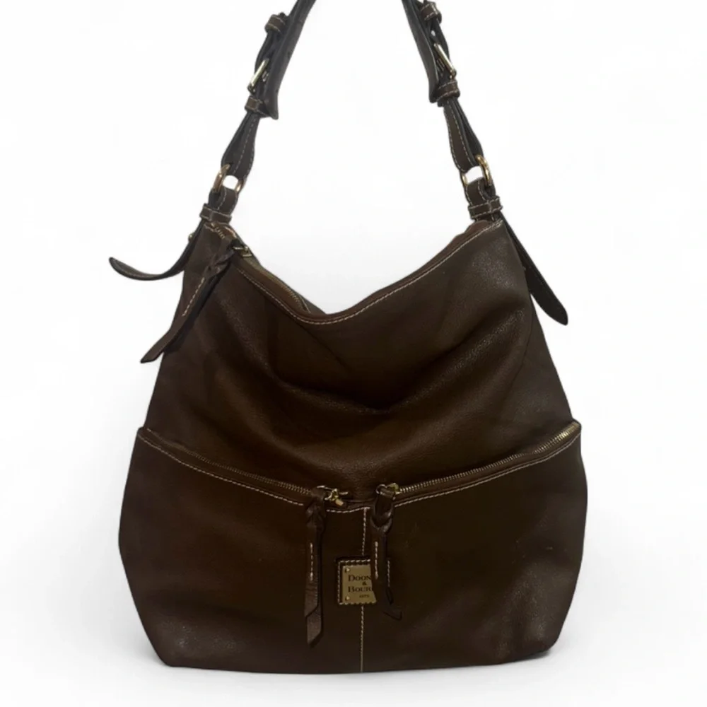 Dooney & Bourke Dillen Large Pocket Sac Brown Pebbled Leather Hobo Shoulder‎ Bag